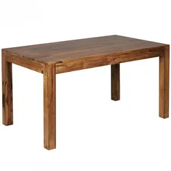 Kadima Design Esstisch Massivholz 160x80 cm | Sheesham Holztisch Rechteckig | Dunkelbraun | Handarbeit | NAKO Kollektion