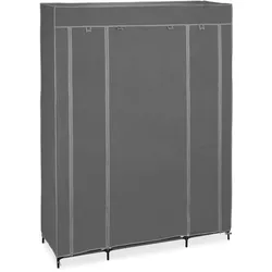 Relaxdays Stoffschrank mit Kleiderstange & 12 Ablagen, HBT: 175x135x45cm, Kleiderschrank mit Reißverschluss, anthrazit