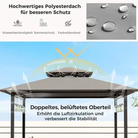 Costway Gartenbar Set Bartisch mit 2 Barhockern 120 x 60 x 110 cm Grau/Braun