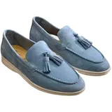 Bontebian Leandro | Handgefertigte Wildleder-Loafer für Herren - Sommerliche Eleganz (Himmelblau,48) - 48 EU