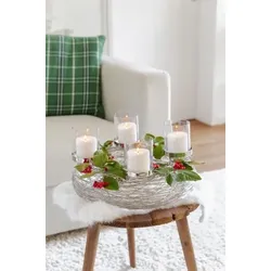EDZARD Adventskranz Rimini (ø 36 cm), silberfarben, glänzend, Edelstahl vernickelt