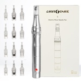 CARER SPARK Auto Dermapen Elektrisch Microneedling Pen für Anti Aging Skin Device 0.25mm-2.0mm mit 5 Geschwindigkeitsstufen für Faltenentfernung Falten Stretch Marks (Inkl. 12 Nadeln Patronen)