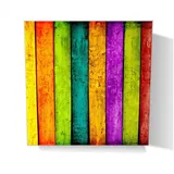Wallario Schlüsselkasten Buntes Holz - bunte Streifen mit Farbe und Holzstruktur (1 St., inkl. Aufhängeset), 30x30cm gelb