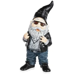 Gartenzwerg Mr. Cool, schwarz, Gnome für Draußen, wetterfeste Gartendeko, Geschenkidee