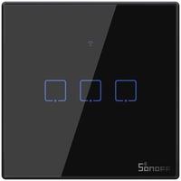 Sonoff T3EU3C - 3-gang Wi-Fi Smart Wall Switch, 3-Kanal Wand-Schaltaktor, schwarz, mit Ra...