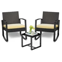 Bealife Balkonset Gartenlounge-Set, (3-tlg), 1 Tisch und 2 Stühle, Rattan Gartenmöbel gelb