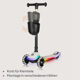 lionelo Kinder Balance-Roller RGB Mey ab 3 Jahren bis 50 kg, LED-Beleuchtung auf dem Trittbrett, und faltbar mit Korb - beige