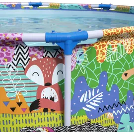 BESTWAY Steel Pro Paradise Frame Pool rund 274 x 66 cm bunt
