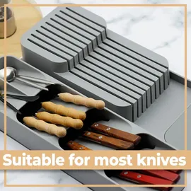 Retoo Besteck-Messer-Organizer für Schublade 9 Fächer - grau