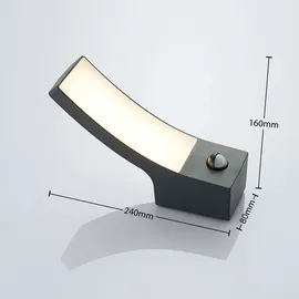 LINDBY Außenwandleuchte Aluminium 24,0 cm mit Bewegungsmelder schwarz