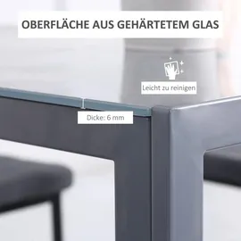 Homcom Esstisch Esszimmertisch Quadratischer Küchentisch für 4 Personen, Grau