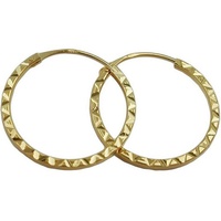 Gallay Paar Creolen Ohrring 17x1mm Steckverschluss Muster glänzend diamantiert 9Kt GOLD (1-tlg) goldfarben