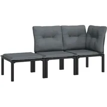 vidaXL Garten-Lounge-Set 3-tlg. schwarz/grau