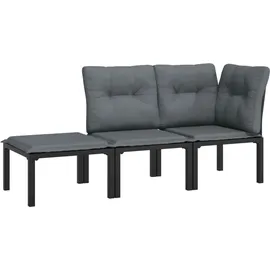 vidaXL Garten-Lounge-Set 3-tlg. schwarz/grau