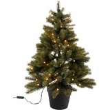 Creativ deco Künstlicher Weihnachtsbaum »Weihnachtsdeko, künstlicher Christbaum, Tannenbaum«, mit schwarzem Kunststoff-Topf und LED-Lichterkette, batteriebetrieben grün