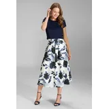 SWING Chiffonbluse - Oberteil aus Scuba mit kurzen Ärmeln Figurbetonte Passform blau 38