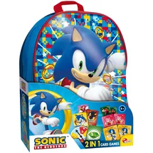 Lisciani - SONIC - Rucksack-Set mit 2-in-1 Sonic Kartenspielen - Reisespiele für Kinder ab 6 Jahren - 2 verschiedene Spiele zum Spielen in der Schule - 2 Spieler und mehr - Hergestellt in Italien