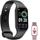 FeipuQu Smartwatch, 1.47 Zoll Fitness Tracker Uhr Damen Herren Smartwatch mit Blutsauerstoff Herzfrequenz Schrittzähler Schlafmonitor, 24 Sportmodi Wasserdicht Smart Watch Fitnessuhr für iOS Android