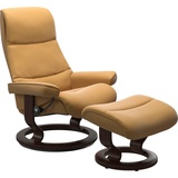 Stressless Relaxsessel "View" Sessel Gr. Material Bezug, Cross Base Braun, Ausführung Funktion, Maße B/H/T, gelb (honey) Lesesessel und Relaxsessel