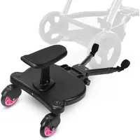 Fiqops Buggy board Upgrade Universal Stehbrett Kiddy Trittbrett Kinderwagen Zubehör mit Sitz Rosa - Rosa