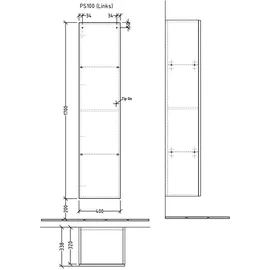 Sanipa Solo One Hochschrank 40 x 170 cm Weiß Spanplatte