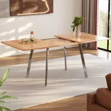 Flieks Rechteckiger Esstisch Küchentisch Ausziehbar, Esszimmertisch mit Metallbeinen, Klassisches Tisch Schreibtisch Arbeitstisch Bürotisch, Holz... - Naturbelassen