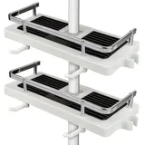 Belle Vous 2x Ablage für die Dusche - Seifenhalter ohne Bohren - Duschstangen-Aufbewahrungsregal Set - Duschablage für Dusch Stange - Ablageregal - Weiß