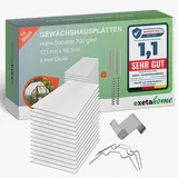 Exeta Gewächshausplatten 4 mm I Set inkl. 50 W-Klammern & 50 Z-Clip I Polycarbonat Hohlkammerplatten für Gewächshäuser I PC Doppelstegplatten UV-beständig & bruchsicher I 14 Stk. I Transparent