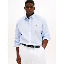Tommy Hilfiger Big & Tall Langarmhemd "BT-FLEX POPLIN MICRO", Herren, Gr. 4XL, N-Gr, blau spell, allover, Web, Obermaterial: 100% Baumwolle, TOMMY HILFIGER BIG & TALL, regular fit normal, 1-Knopf-Manschette, Hemden, Große Größen, Button-down-Kragen, Businesshemd, Regular Fit