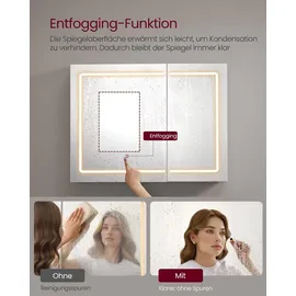 VASAGLE Spiegelschrank 80 cm weiß