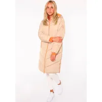 Zwillingsherz Steppmantel ""Positive Mind"", Damen, Gr. L, beige, Steppware, Obermaterial: 100% Polyester, mehrfarbig, knielang, angesetztes Bündchen, Mäntel Steppmantel, Doppelzipper, Kapuze mit Schriftzug hinten, Kontrastdetails, wärmend