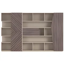 aea Regalsystem Beige Braun Holzoptik Offenes Design Schubladen Bürochrank