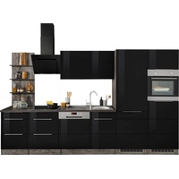 Kochstation Küchenzeile »KS-Brindisi«, mit E-Geräten, Breite 340 cm, schwarz