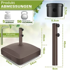 tillvex Schirmständer Granit/Kunststoff/Metall 37 Liter Braun