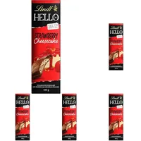 Lindt Schokolade HELLO Strawberry Cheesecake | 100 g Tafel | Vollmilch-Schokolade mit Erdbeer-Quarkcrème-Füllung | Schokoladentafel | Schokoladengeschenk (Packung mit 5)