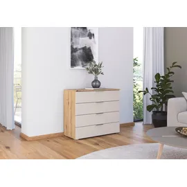 Rauch Schubkastenkommode »Sideboard Schubladenkommode AGORDO mit Dekor- oder Hochglanzfront«, (in zwei Griff-Farben), Breite 93 cm mit 4 großen Schubladen für viel Stauraum MADE IN GERMANY, braun