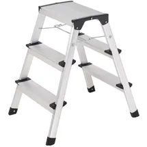 TOOLCRAFT TO-10104642 Aluminiumlegierung Stufen-Doppelleiter klappbar, Montage ohne Werkzeug Silber EN 14183 2.87 kg
