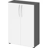 bümö Aktenschrank, Graphit, Weiß, Nachbildung, 2 Fächer, Rechteckig, 80x114.4x35 cm, FSC Mix, Arbeitszimmer, Aktenschränke