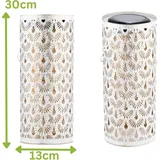 Marrakesch Orient & Mediterran Interior Marrakesch 2er Set Solarlaternen Solarlampen für außen mit Henkel aus Metall & Holz 30cm Groß | Boho Deko Outdoor Solar LED Laterne Wetterfest Fava Weiss IP65 Wasserdicht als Gartendeko im Garten
