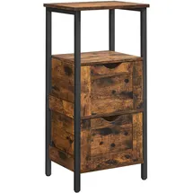 VASAGLE Badezimmerschrank, Badschrank, 2 Schubladen, offenes Fach, Kommode, Badregal, platzsparend, 37 x 30 x 80 cm, vintagebraun-schwarz BBK151B01