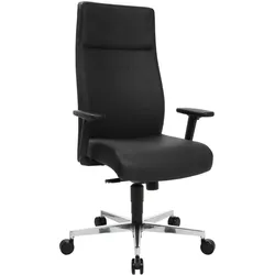 Topstar Profi Chief 300 Schreibtischstuhl Echtleder schwarz - Höhenverstellbar - Silber