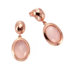 Jamelli Ohrstecker 925 Silber rosé vergoldet mit Chalcedon