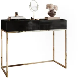 lookway KONSOLE BLANCO mit Schubladen GOLD CHROM Schwarz Hochglanz PUSH OPEN