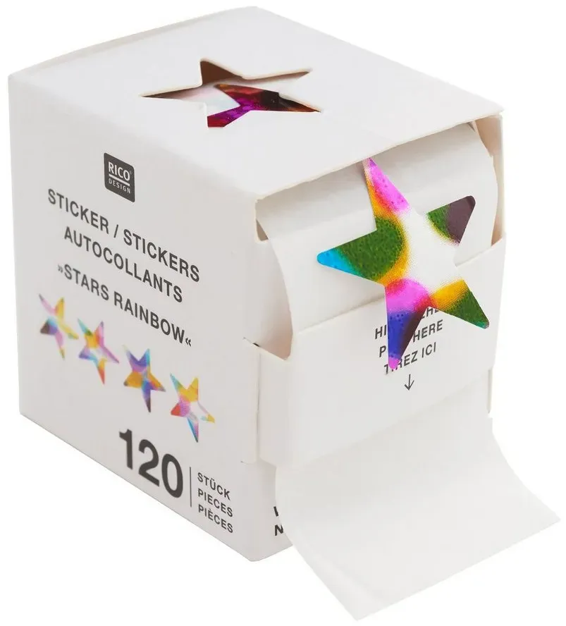 Rico Design Sticker Rainbow-Sticker Sterne, (120-tlg), 120 Stück