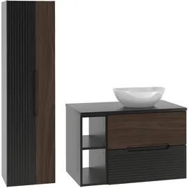 petits-meubles Sylla 2-tlg. Schwarz/Holz