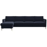 FLEXLUX Ecksofa »Fiore, super Sitzkomfort durch Kaltschaum im Sitz, L-Form«, schmale Armlehnen, Füße Alu+ Eiche blau