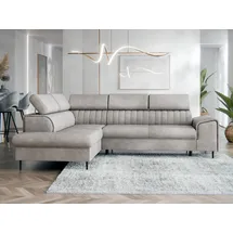 Mirjan24 Ecksofa Kadurin, Wohnzimmmer L-Form mit Schlaffunktion und Bettkasten, Einstellbare Kopfstützen (Farbe: Wave 15, Seite: Links) - Grün