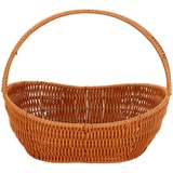JISADER Handgeflochtener Korb, Einkaufskorb Bügelkorb, Geflochtener Aufbewahrungskorb, Obstkorb Rattan, Leicht Henkelkorb Geflochten Groß, Tragekorb Geflochten für Picknick Hochzeitsdekoration, S