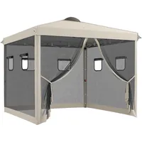 Outsunny Faltpavillon ca. 3x3m Pavillon mit 4 Netzvorhängen, Gartenpavillon