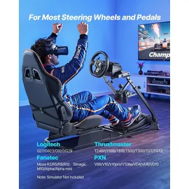 Vevor Lenkradständer, Simulator-Cockpit mit Doppelschienen-Doppelarm, passend für Logitech G25, G27, G29, G920, G923, Thrustmaster T300RS, TX F45... - Schwarz